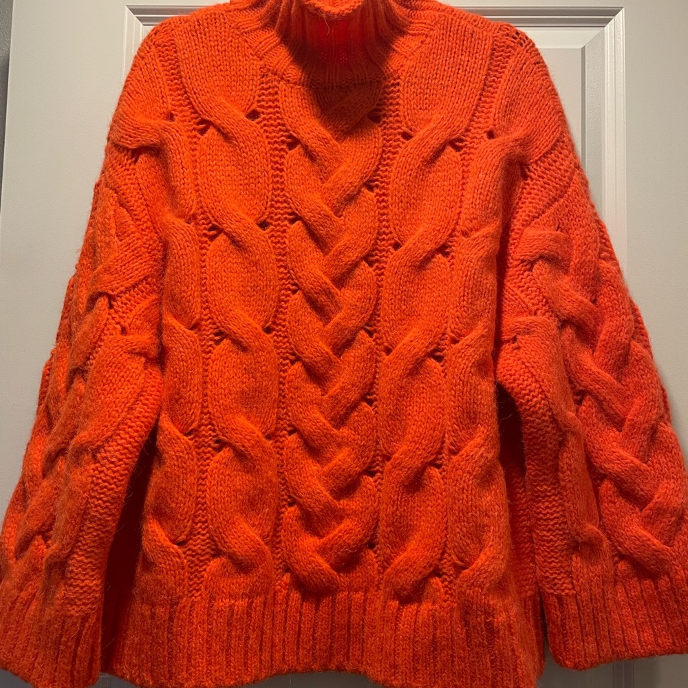 Free People Vibrant Orange Turtleneck Sweater